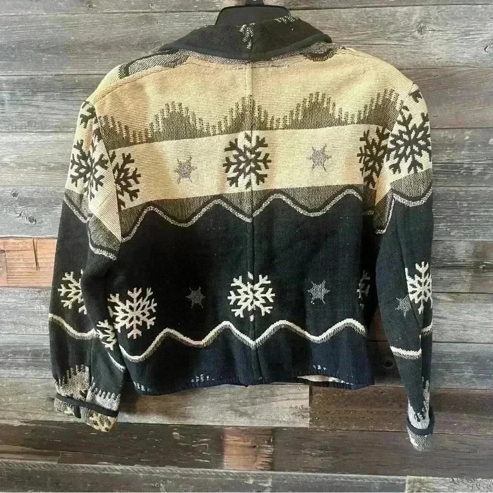 Flashback Vintage Bolero Jacket Southwestern Look Size Small Taupe and Brown - Picture 5 of 6
